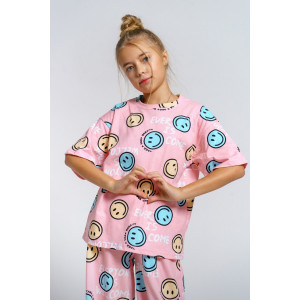 Пижама детская 961Д кулирка (р-ры: 32-44) смайлики Пижама детская 961Д кулирка (р-ры: 32-44) смайлики