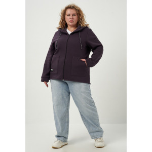 Толстовка женская №83606 футер 3-х нитка с начесом (р-ры: 56-70) серо-фиолетовый Толстовка женская №83606 футер 3-х нитка с начесом (р-ры: 56-70) серо-фиолетовый