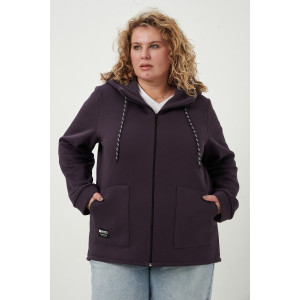 Толстовка женская №83606 футер 3-х нитка с начесом (р-ры: 56-70) серо-фиолетовый Толстовка женская №83606 футер 3-х нитка с начесом (р-ры: 56-70) серо-фиолетовый