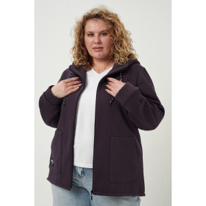 Толстовка женская №83606 футер 3-х нитка с начесом (р-ры: 56-70) серо-фиолетовый Толстовка женская №83606 футер 3-х нитка с начесом (р-ры: 56-70) серо-фиолетовый