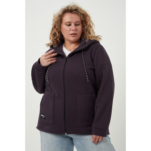 Толстовка женская №83606 футер 3-х нитка с начесом (р-ры: 56-70) серо-фиолетовый Толстовка женская №83606 футер 3-х нитка с начесом (р-ры: 56-70) серо-фиолетовый