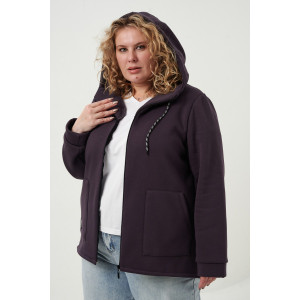 Толстовка женская №83606 футер 3-х нитка с начесом (р-ры: 56-70) серо-фиолетовый Толстовка женская №83606 футер 3-х нитка с начесом (р-ры: 56-70) серо-фиолетовый