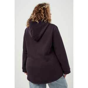 Толстовка женская №83606 футер 3-х нитка с начесом (р-ры: 56-70) серо-фиолетовый Толстовка женская №83606 футер 3-х нитка с начесом (р-ры: 56-70) серо-фиолетовый