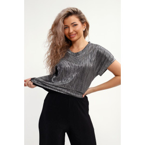 Блузка женская №32741 атлас стрейч (р-ры: 46-56) черный Блузка женская №32741 атлас стрейч (р-ры: 46-56) черный