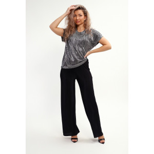 Блузка женская №32741 атлас стрейч (р-ры: 46-56) черный Блузка женская №32741 атлас стрейч (р-ры: 46-56) черный