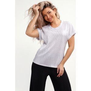 Блузка женская №32741 атлас стрейч (р-ры: 46-56) жемчужно-белый Блузка женская №32741 атлас стрейч (р-ры: 46-56) жемчужно-белый