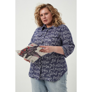 Рубашка женская №83605 кулирка (р-ры: 54-68) индиго Рубашка женская №83605 кулирка (р-ры: 54-68) индиго