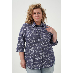 Рубашка женская №83605 кулирка (р-ры: 54-68) индиго Рубашка женская №83605 кулирка (р-ры: 54-68) индиго