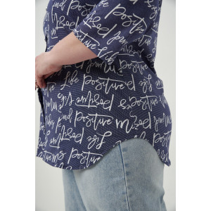 Рубашка женская №83605 кулирка (р-ры: 54-68) индиго Рубашка женская №83605 кулирка (р-ры: 54-68) индиго