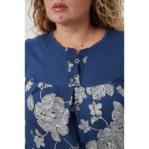 Костюм двойка женский №83604 кулирка (р-ры: 58-72) белые цветы Костюм двойка женский №83604 кулирка (р-ры: 58-72) белые цветы