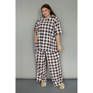 Костюм двойка женский К-02 кулирка (р-ры: 64-78) коричневый Костюм двойка женский К-02 кулирка (р-ры: 64-78) коричневый