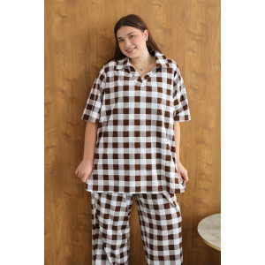 Костюм двойка женский К-02 кулирка (р-ры: 64-78) коричневый Костюм двойка женский К-02 кулирка (р-ры: 64-78) коричневый