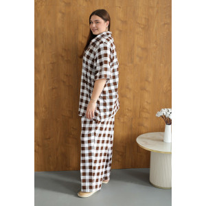 Костюм двойка женский К-02 кулирка (р-ры: 64-78) коричневый Костюм двойка женский К-02 кулирка (р-ры: 64-78) коричневый