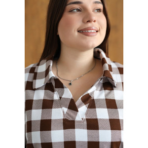 Костюм двойка женский К-02 кулирка (р-ры: 64-78) коричневый Костюм двойка женский К-02 кулирка (р-ры: 64-78) коричневый