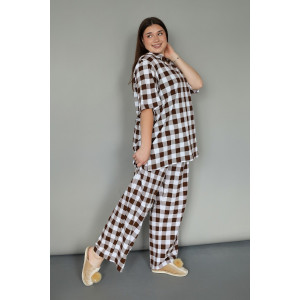 Костюм двойка женский К-02 кулирка (р-ры: 64-78) коричневый Костюм двойка женский К-02 кулирка (р-ры: 64-78) коричневый