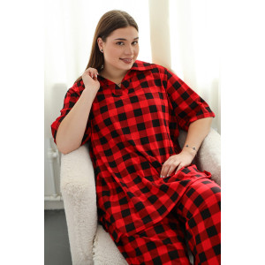 Костюм двойка женский К-02 кулирка (р-ры: 64-78) красный Костюм двойка женский К-02 кулирка (р-ры: 64-78) красный