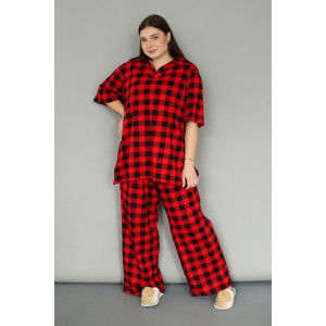 Костюм двойка женский К-02 кулирка (р-ры: 64-78) красный Костюм двойка женский К-02 кулирка (р-ры: 64-78) красный