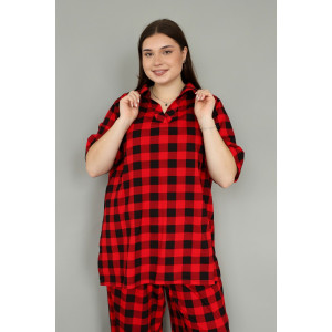 Костюм двойка женский К-02 кулирка (р-ры: 64-78) красный Костюм двойка женский К-02 кулирка (р-ры: 64-78) красный