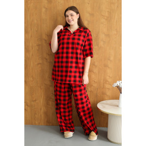 Костюм двойка женский К-02 кулирка (р-ры: 64-78) красный Костюм двойка женский К-02 кулирка (р-ры: 64-78) красный