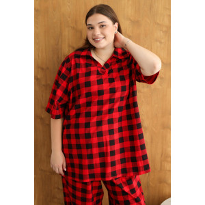 Костюм двойка женский К-02 кулирка (р-ры: 64-78) красный Костюм двойка женский К-02 кулирка (р-ры: 64-78) красный