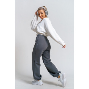 Брюки женские 981 футер 3-х нитка с начёсом пенье (р-ры: 42-52) серый Брюки женские 981 футер 3-х нитка с начёсом пенье (р-ры: 42-52) серый