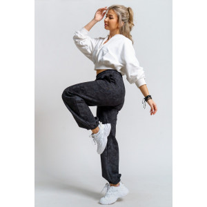 Брюки женские 981 футер 3-х нитка с начёсом пенье (р-ры: 42-52) черный винтаж Брюки женские 981 футер 3-х нитка с начёсом пенье (р-ры: 42-52) черный винтаж