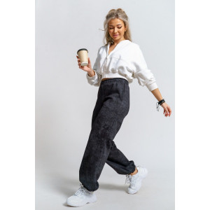 Брюки женские 981 футер 3-х нитка с начёсом пенье (р-ры: 42-52) черный винтаж Брюки женские 981 футер 3-х нитка с начёсом пенье (р-ры: 42-52) черный винтаж