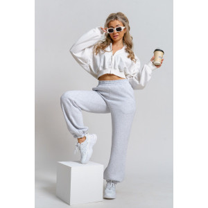 Брюки женские 981 футер 3-х нитка с начёсом пенье (р-ры: 42-52) серый меланж Брюки женские 981 футер 3-х нитка с начёсом пенье (р-ры: 42-52) серый меланж