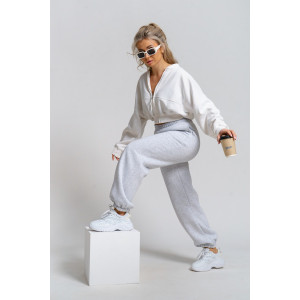 Брюки женские 981 футер 3-х нитка с начёсом пенье (р-ры: 42-52) серый меланж Брюки женские 981 футер 3-х нитка с начёсом пенье (р-ры: 42-52) серый меланж