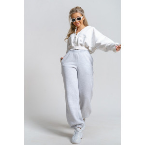 Брюки женские 981 футер 3-х нитка с начёсом пенье (р-ры: 42-52) серый меланж Брюки женские 981 футер 3-х нитка с начёсом пенье (р-ры: 42-52) серый меланж