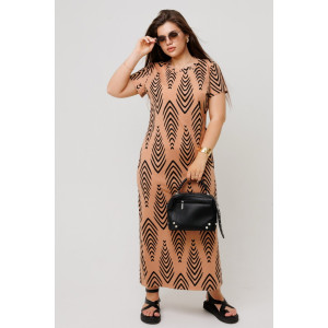 Платье женское П197 кулирка (р-ры: 46-60) бежевый Платье женское П197 кулирка (р-ры: 46-60) бежевый