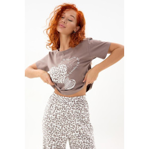 Пижама женская "Свирель БЛ" (брюки) лапша-кулирка (р-ры: 44-54) коричневый Пижама женская "Свирель БЛ" (брюки) лапша-кулирка (р-ры: 44-54) коричневый