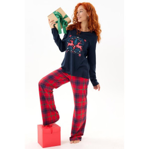 Пижама женская "Реджи НГ" кулирка (р-ры: 44-60) красный-синий Пижама женская "Реджи НГ" кулирка (р-ры: 44-60) красный-синий