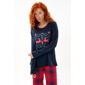 Пижама женская "Реджи НГ" кулирка (р-ры: 44-60) красный-синий Пижама женская "Реджи НГ" кулирка (р-ры: 44-60) красный-синий