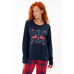 Пижама женская "Реджи НГ" кулирка (р-ры: 44-60) красный-синий Пижама женская "Реджи НГ" кулирка (р-ры: 44-60) красный-синий