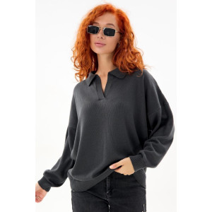 Джемпер женский "Феникс С" вязаное полотно (р-ры: 44-58) темно-серый Джемпер женский "Феникс С" вязаное полотно (р-ры: 44-58) темно-серый