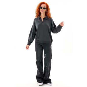 Джемпер женский "Феникс С" вязаное полотно (р-ры: 44-58) темно-серый Джемпер женский "Феникс С" вязаное полотно (р-ры: 44-58) темно-серый