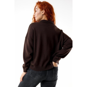 Джемпер женский "Феникс ТК" вязаное полотно (р-ры: 44-60) темно-коричневый Джемпер женский "Феникс ТК" вязаное полотно (р-ры: 44-60) темно-коричневый
