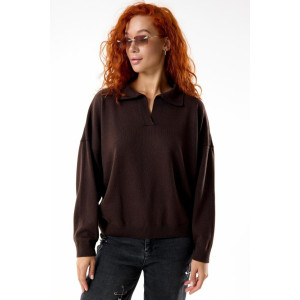 Джемпер женский "Феникс ТК" вязаное полотно (р-ры: 44-60) темно-коричневый Джемпер женский "Феникс ТК" вязаное полотно (р-ры: 44-60) темно-коричневый