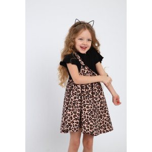 Сарафан детский МЛШ "Медина" футер 2-х нитка (р-ры: 104-128) леопардовый Сарафан детский МЛШ "Медина" футер 2-х нитка (р-ры: 104-128) леопардовый