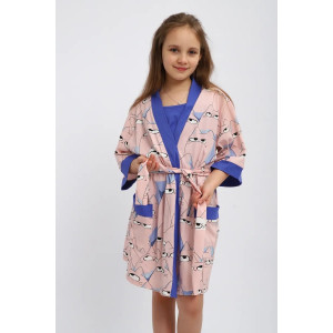 Пеньюар тройка детский "Красотка" кулирка (р-ры: 140-170) розовый Пеньюар тройка детский "Красотка" кулирка (р-ры: 140-170) розовый