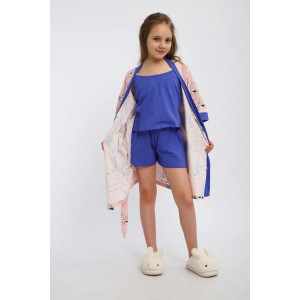 Пеньюар тройка детский "Красотка" кулирка (р-ры: 140-170) розовый Пеньюар тройка детский "Красотка" кулирка (р-ры: 140-170) розовый