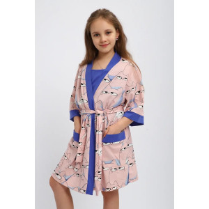 Пеньюар тройка детский "Красотка" кулирка (р-ры: 140-170) розовый Пеньюар тройка детский "Красотка" кулирка (р-ры: 140-170) розовый