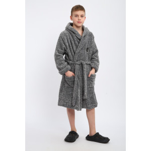 Халат детский "Отдых" велсофт (р-ры: 134-164) серый Халат детский "Отдых" велсофт (р-ры: 134-164) серый