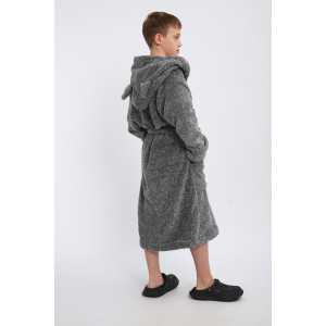Халат детский "Отдых" велсофт (р-ры: 134-164) серый Халат детский "Отдых" велсофт (р-ры: 134-164) серый