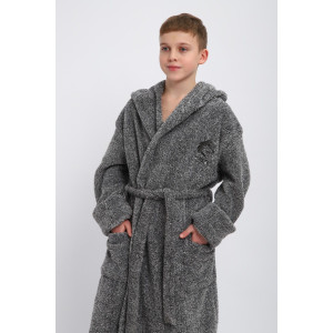 Халат детский "Отдых" велсофт (р-ры: 134-164) серый Халат детский "Отдых" велсофт (р-ры: 134-164) серый