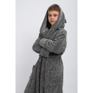 Халат детский "Отдых" велсофт (р-ры: 134-164) серый Халат детский "Отдых" велсофт (р-ры: 134-164) серый