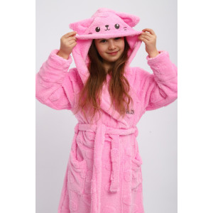 Халат детский "Отдых" велсофт (р-ры: 134-164) розовый Халат детский "Отдых" велсофт (р-ры: 134-164) розовый