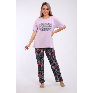 Пижама женская "Королева-1" кулирка (р-ры: 48-58) сирень