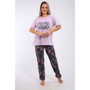 Пижама женская "Королева-1" кулирка (р-ры: 48-58) сирень